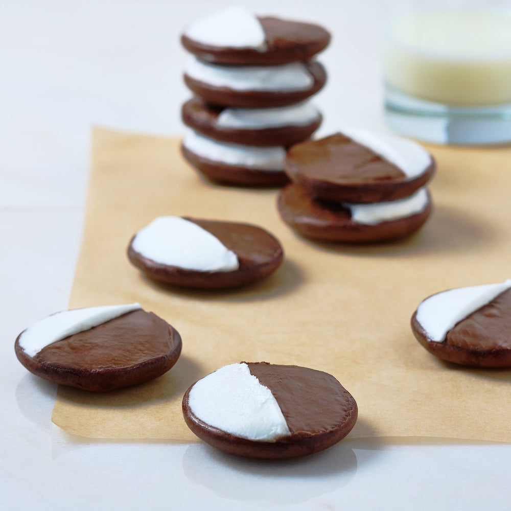 black and white buttercream cookie