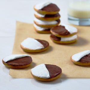 black and white buttercream cookie